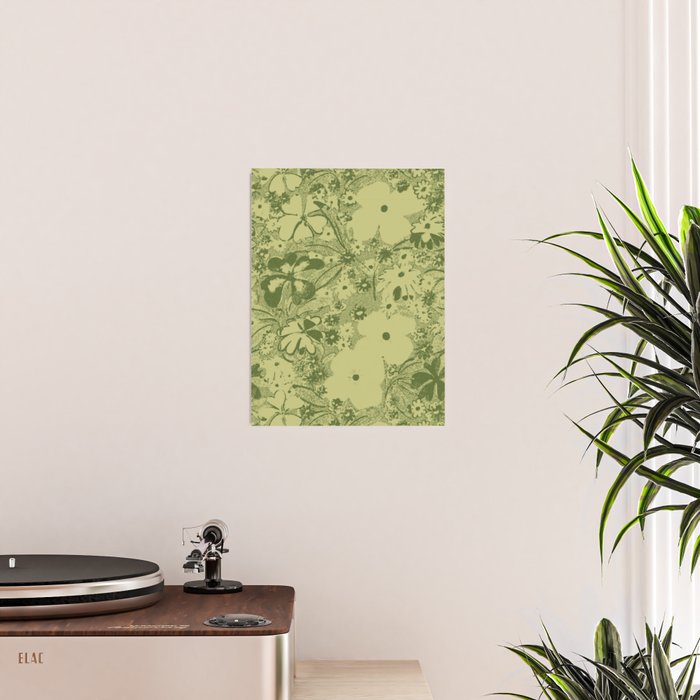 Grandma's Garden (monochromatic green) Poster Gallery Image 2