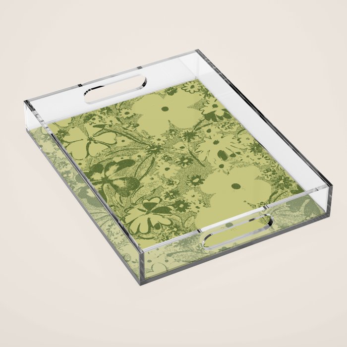 Grandma's Garden (monochromatic green) Acrylic Tray Gallery Image 1