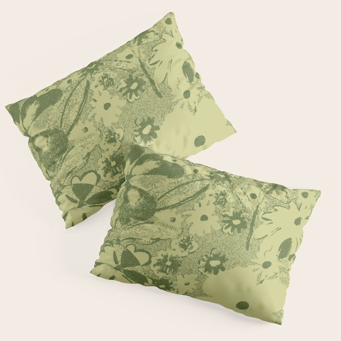Grandma's Garden (monochromatic green) Pillow Sham Gallery Image 1