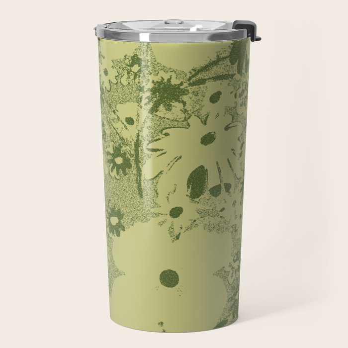 Grandma's Garden (monochromatic green) Travel Mug Gallery Image 2