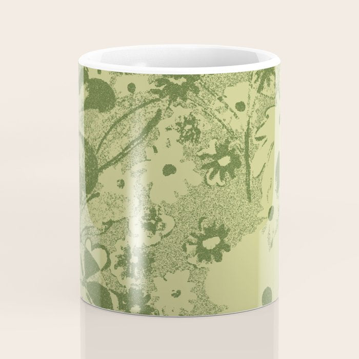 Grandma's Garden (monochromatic green) Coffee Mug Gallery Image 4