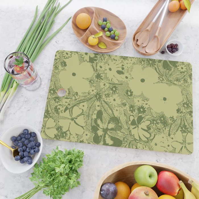 Grandma's Garden (monochromatic green) Cutting Board Gallery Image 2