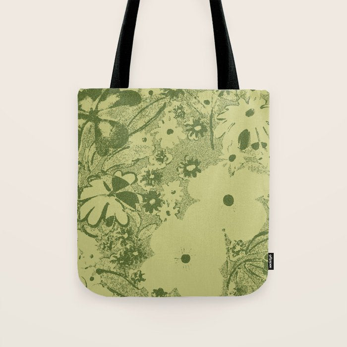 Grandma's Garden (monochromatic green) Tote Bag Gallery Image 1