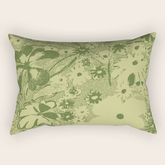 Grandma's Garden (monochromatic green) Rectangular Pillow Gallery Image 1
