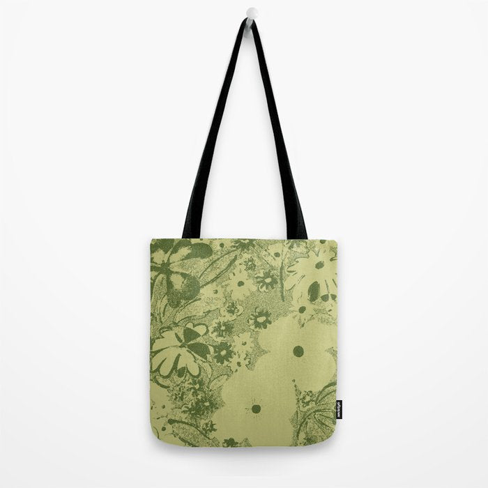 Grandma's Garden (monochromatic green) Tote Bag Gallery Image 2