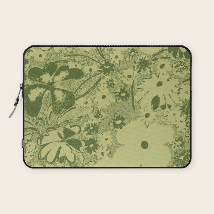 Grandma's Garden (monochromatic green) Laptop Sleeve Gallery Image 1
