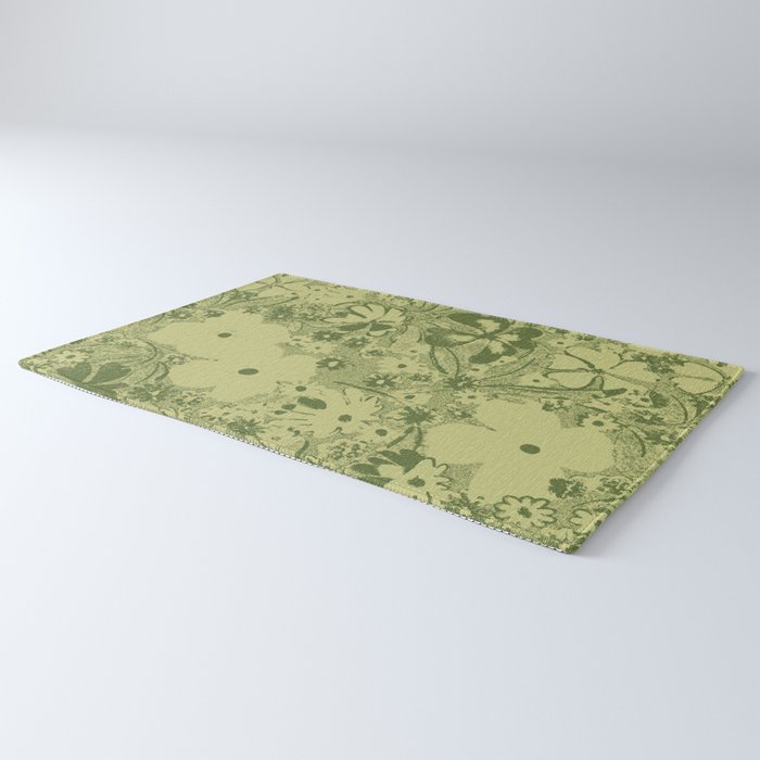 Grandma's Garden (monochromatic green) Rug Gallery Image 3
