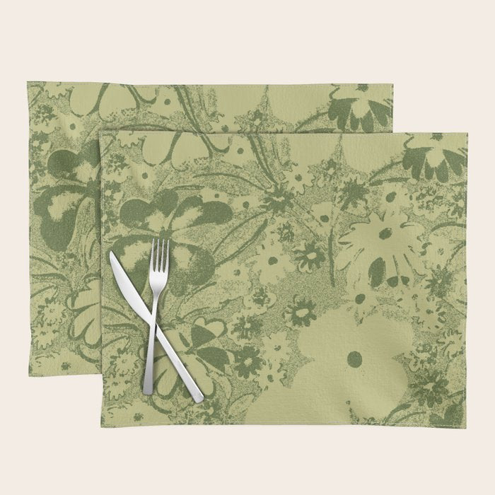 Grandma's Garden (monochromatic green) Placemat Gallery Image 1