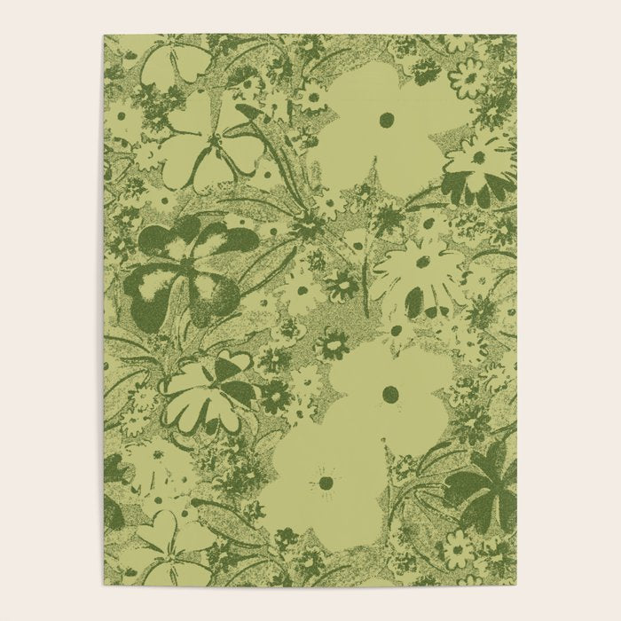 Grandma's Garden (monochromatic green) Poster Gallery Image 1