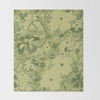 Grandma's Garden (monochromatic green) Throw Blanket Gallery Image 2