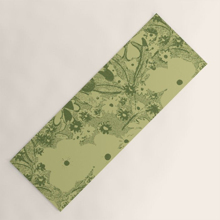 Grandma's Garden (monochromatic green) Yoga Mat Gallery Image 1