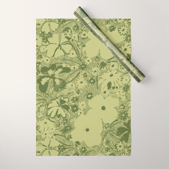 Grandma's Garden (monochromatic green) Wrapping Paper Gallery Image 1