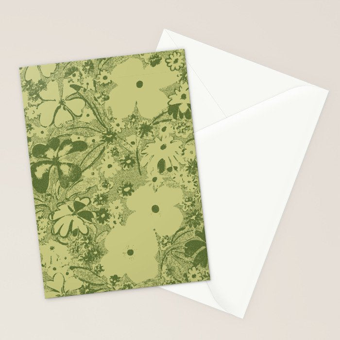 Grandma's Garden (monochromatic green) Stationery Card Gallery Image 2