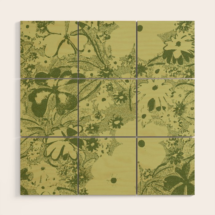 Grandma's Garden (monochromatic green) Wood Wall Art Gallery Image 1