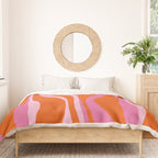 Mid Century Modern Retro Lounge Ogee Pattern in Red Orange and Hot Pink Duvet Cover Gallery Image 3