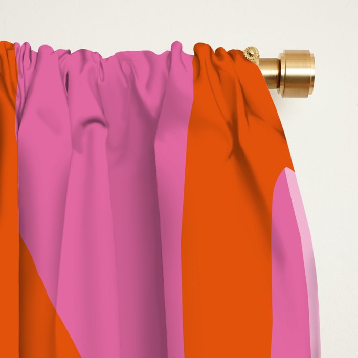 Mid Century Modern Retro Lounge Ogee Pattern in Red Orange and Hot Pink Window Curtain Gallery Image 2