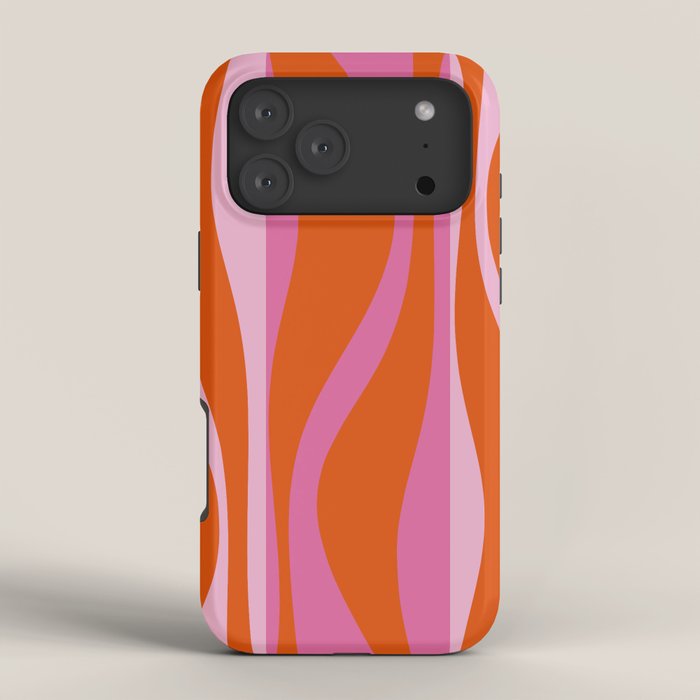 Mid Century Modern Retro Lounge Ogee Pattern in Red Orange and Hot Pink iPhone Case Gallery Image 4