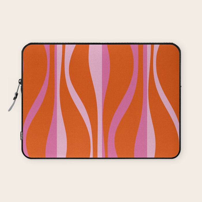 Mid Century Modern Retro Lounge Ogee Pattern in Red Orange and Hot Pink Laptop Sleeve Gallery Image 1
