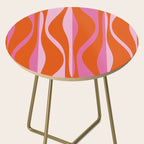 Mid Century Modern Retro Lounge Ogee Pattern in Red Orange and Hot Pink Side Table Gallery Image 2