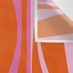 Mid Century Modern Retro Lounge Ogee Pattern in Red Orange and Hot Pink Wall Tapestry Gallery Image 3