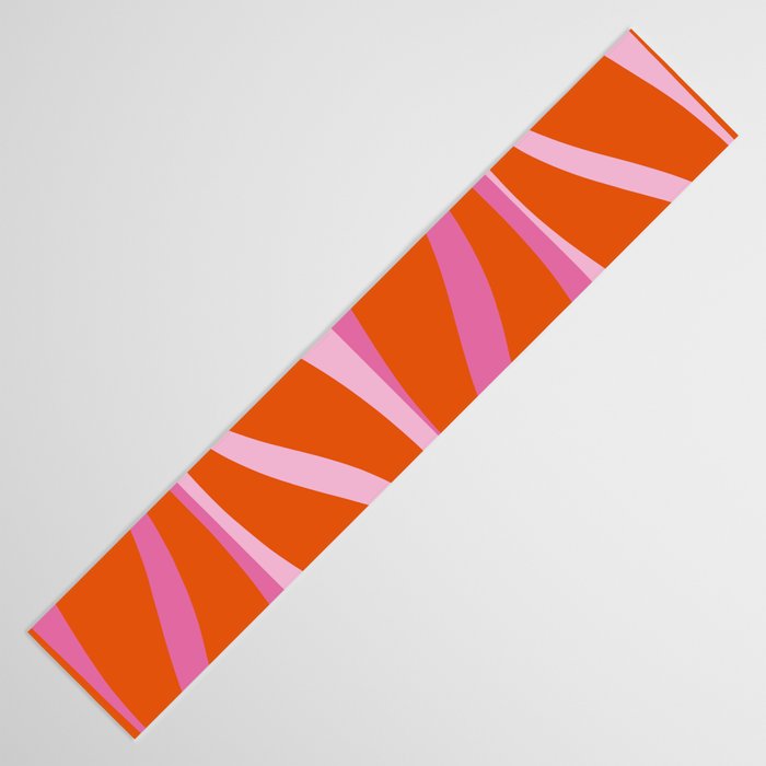 Mid Century Modern Retro Lounge Ogee Pattern in Red Orange and Hot Pink Table Runner Gallery Image 3