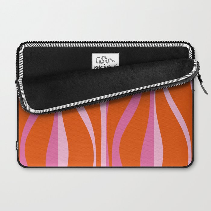 Mid Century Modern Retro Lounge Ogee Pattern in Red Orange and Hot Pink Laptop Sleeve Gallery Image 2