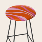 Mid Century Modern Retro Lounge Ogee Pattern in Red Orange and Hot Pink Stool Gallery Image 2