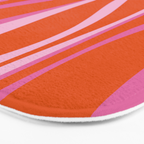 Mid Century Modern Retro Lounge Ogee Pattern in Red Orange and Hot Pink Bath Mat Gallery Image 3