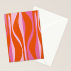Mid Century Modern Retro Lounge Ogee Pattern in Red Orange and Hot Pink Stationery Card Gallery Image 2