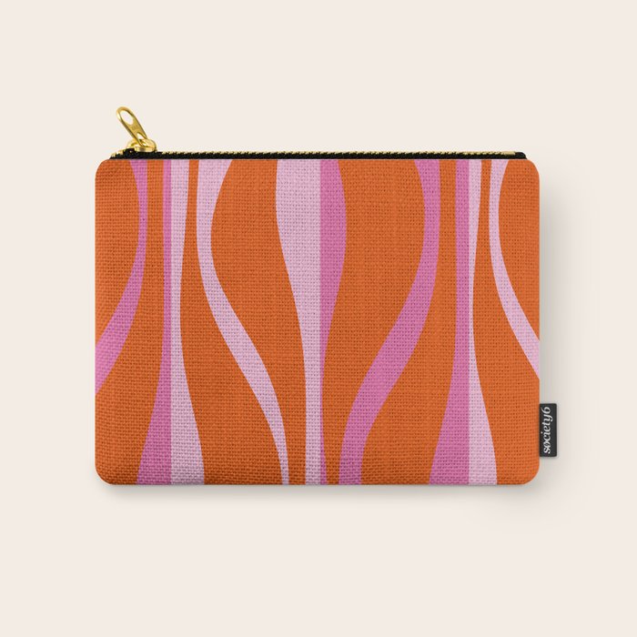 Mid Century Modern Retro Lounge Ogee Pattern in Red Orange and Hot Pink Carry All Pouch Gallery Image 1