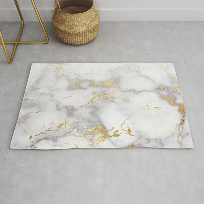 Blush chic faux gold gray gradient marble Rug Gallery Image 1
