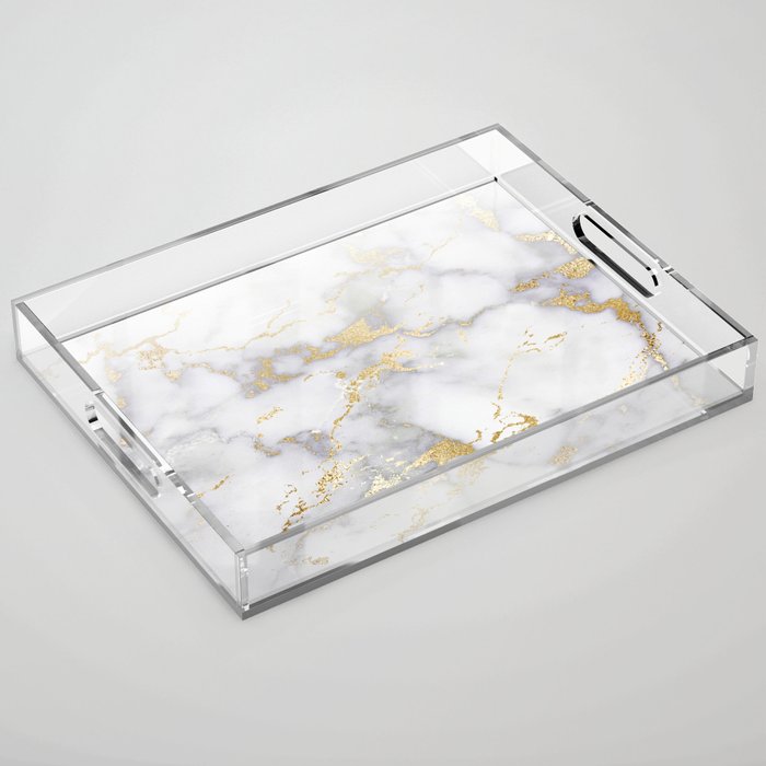 Blush chic faux gold gray gradient marble Acrylic Tray Gallery Image 1