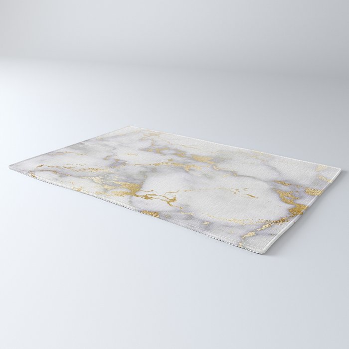 Blush chic faux gold gray gradient marble Rug Gallery Image 3