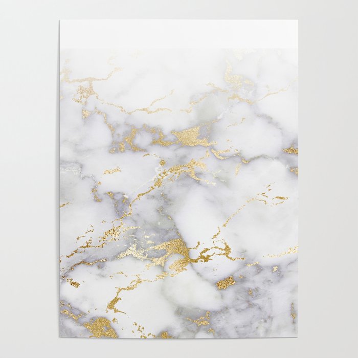 Blush chic faux gold gray gradient marble Poster Gallery Image 1