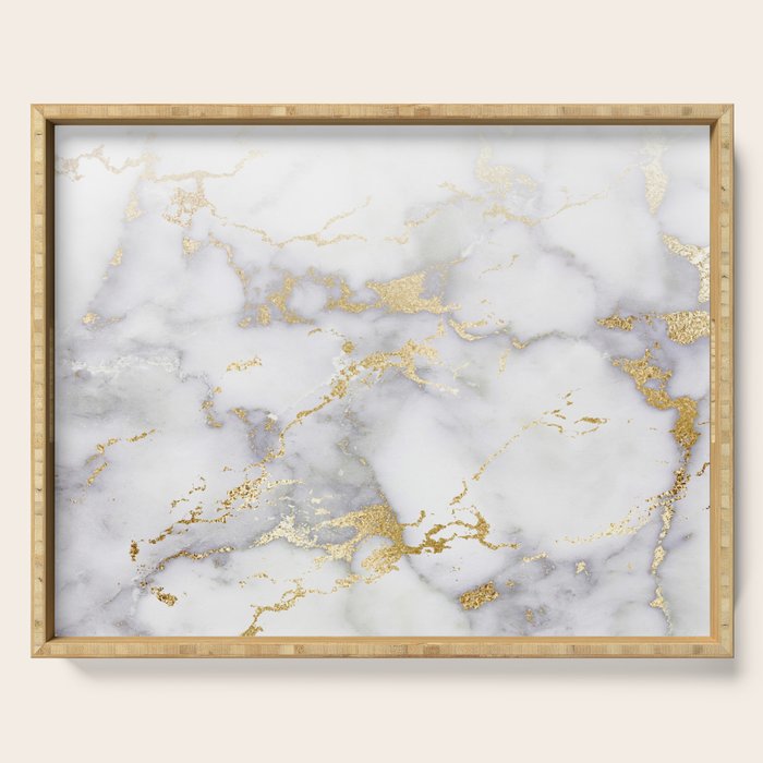 Blush chic faux gold gray gradient marble Serving Tray Gallery Image 1