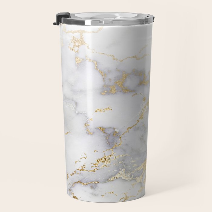 Blush chic faux gold gray gradient marble Travel Mug Gallery Image 3