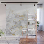 Blush chic faux gold gray gradient marble Wall Mural Gallery Image 1