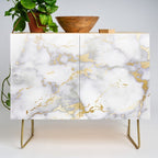 Blush chic faux gold gray gradient marble Credenza Gallery Image 1