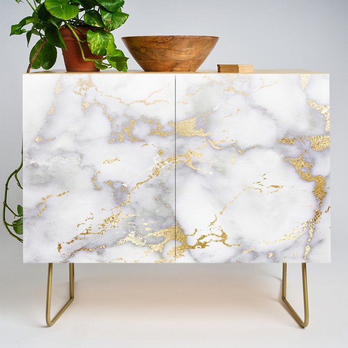Blush chic faux gold gray gradient marble Credenza Gallery Image 1