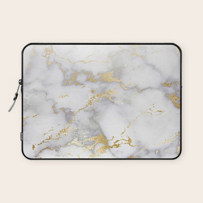 Blush chic faux gold gray gradient marble Laptop Sleeve Gallery Image 1