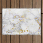 Blush chic faux gold gray gradient marble Outdoor Rug Gallery Image 1