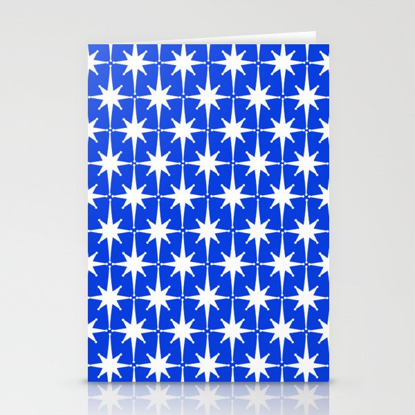 Royal Blue Mid Century Modern Atomic Age Starburst Stars Pattern Stationery Card Gallery Image 2
