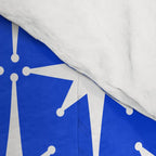 Royal Blue Mid Century Modern Atomic Age Starburst Stars Pattern Comforter Gallery Image 4