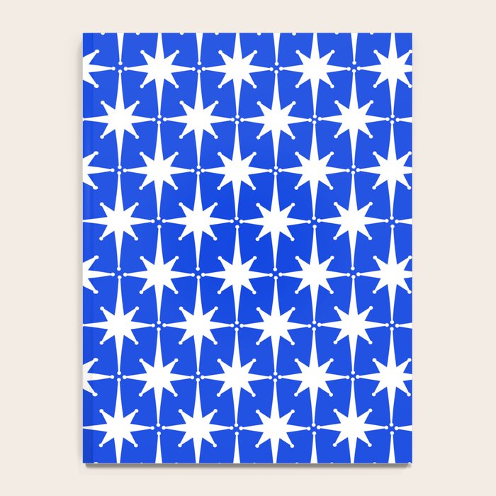 Royal Blue Mid Century Modern Atomic Age Starburst Stars Pattern Notebook Gallery Image 4