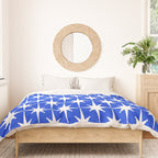 Royal Blue Mid Century Modern Atomic Age Starburst Stars Pattern Duvet Cover Gallery Image 3