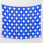 Royal Blue Mid Century Modern Atomic Age Starburst Stars Pattern Wall Tapestry Gallery Image 4