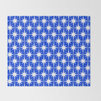 Royal Blue Mid Century Modern Atomic Age Starburst Stars Pattern Throw Blanket Gallery Image 2