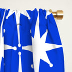 Royal Blue Mid Century Modern Atomic Age Starburst Stars Pattern Window Curtain Gallery Image 2
