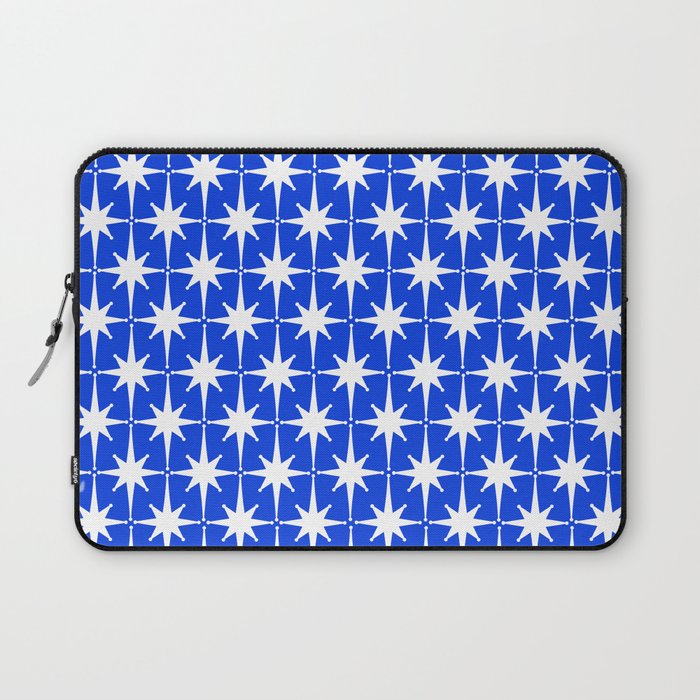 Royal Blue Mid Century Modern Atomic Age Starburst Stars Pattern Laptop Sleeve Gallery Image 1