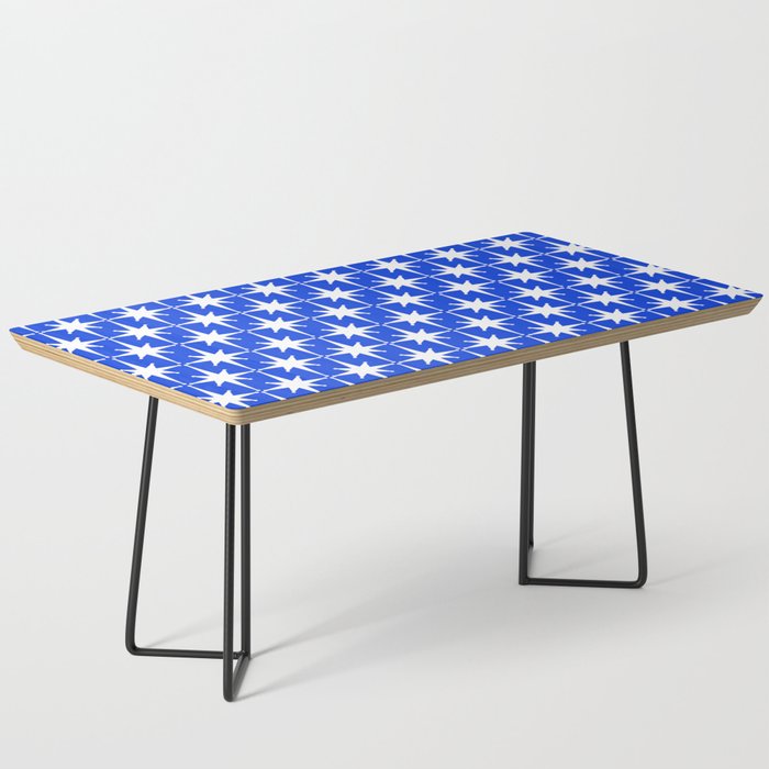 Royal Blue Mid Century Modern Atomic Age Starburst Stars Pattern Coffee Table Gallery Image 1